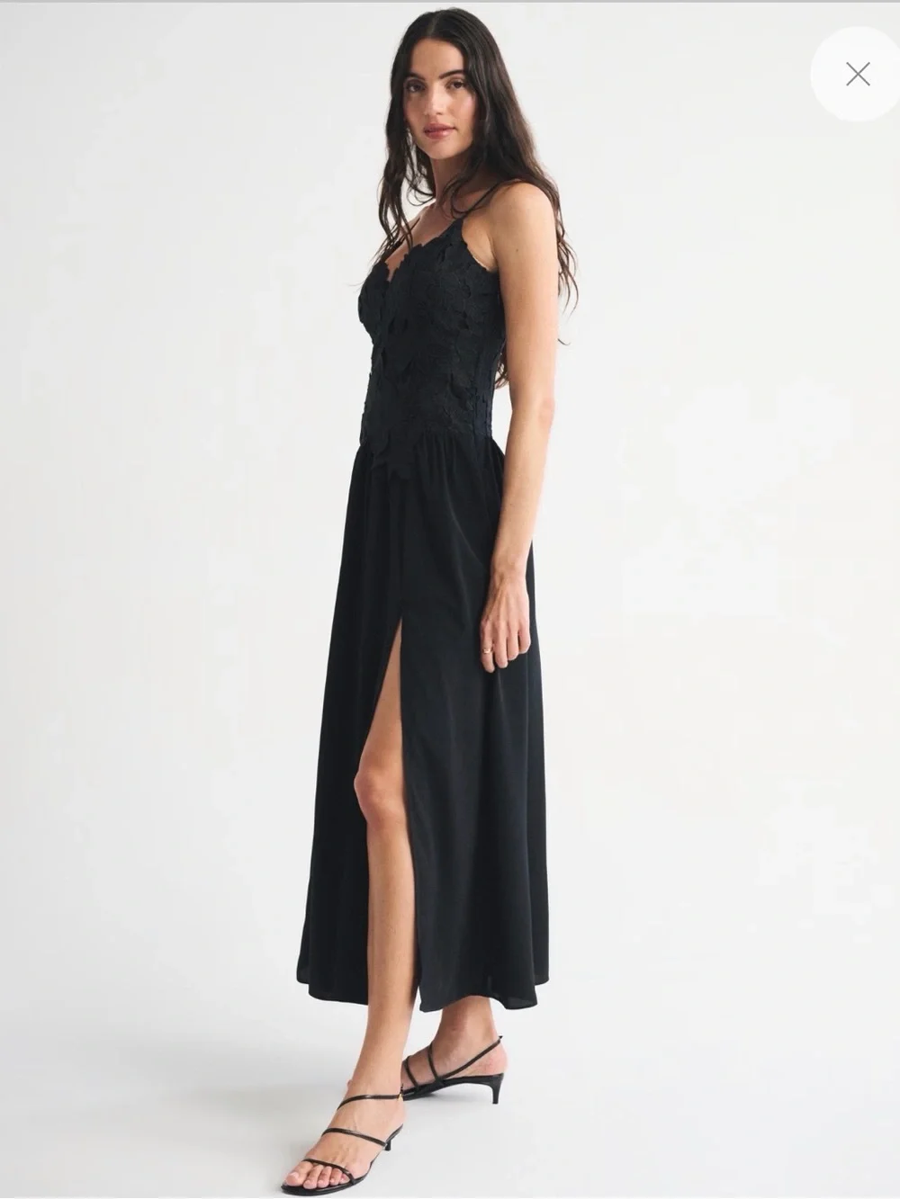 Abercrombie & Fitch Black Lace Bodice Maxi Dress with Side Slit